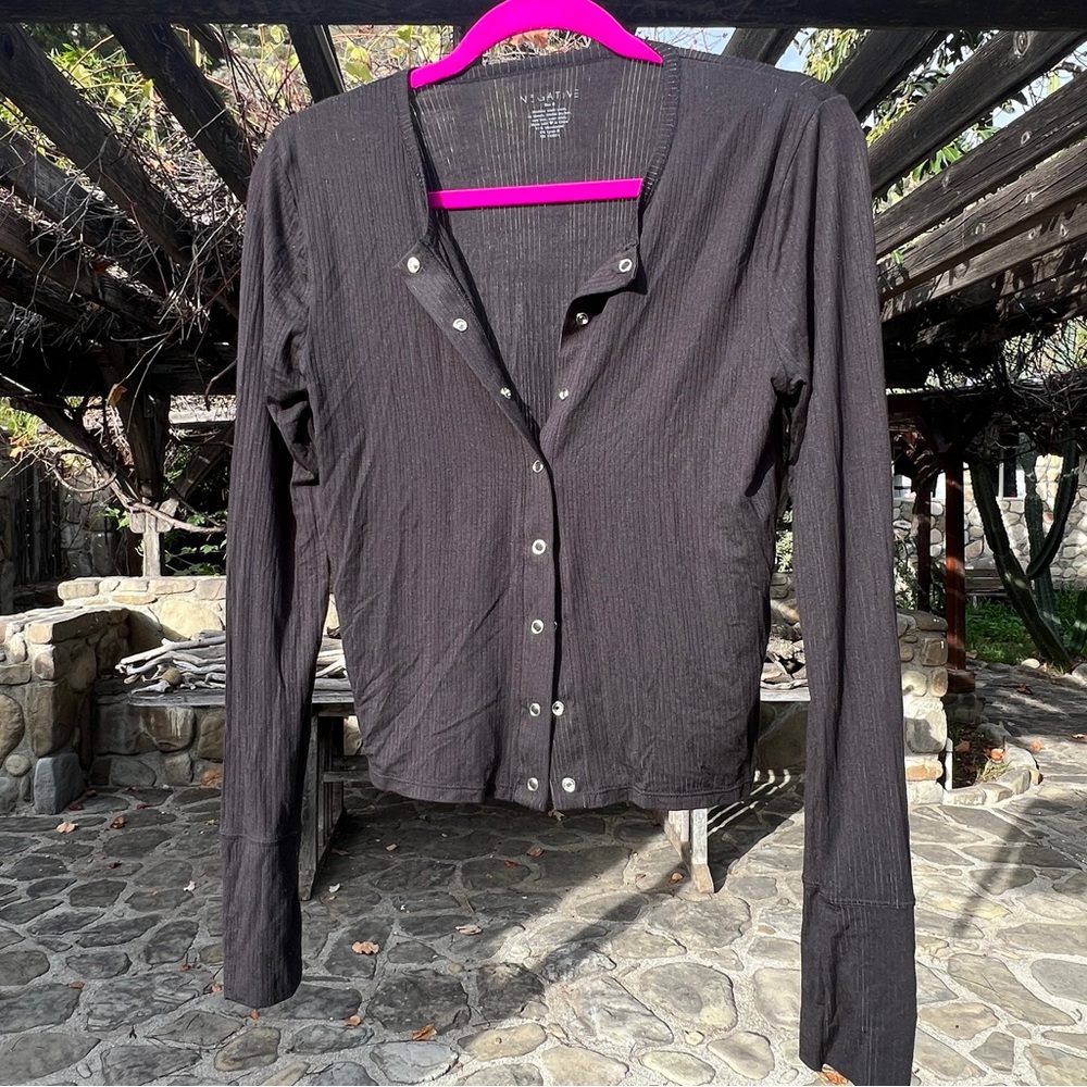 Negative Underwear Black Button-Up Women's Top Small New